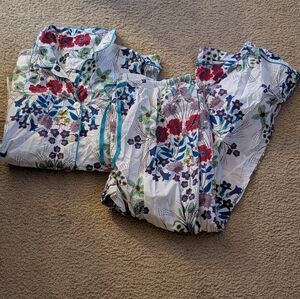 The Cat's Pajamas Floral Pajama Blue Luxe Pima Pajama Print SetSize 1X